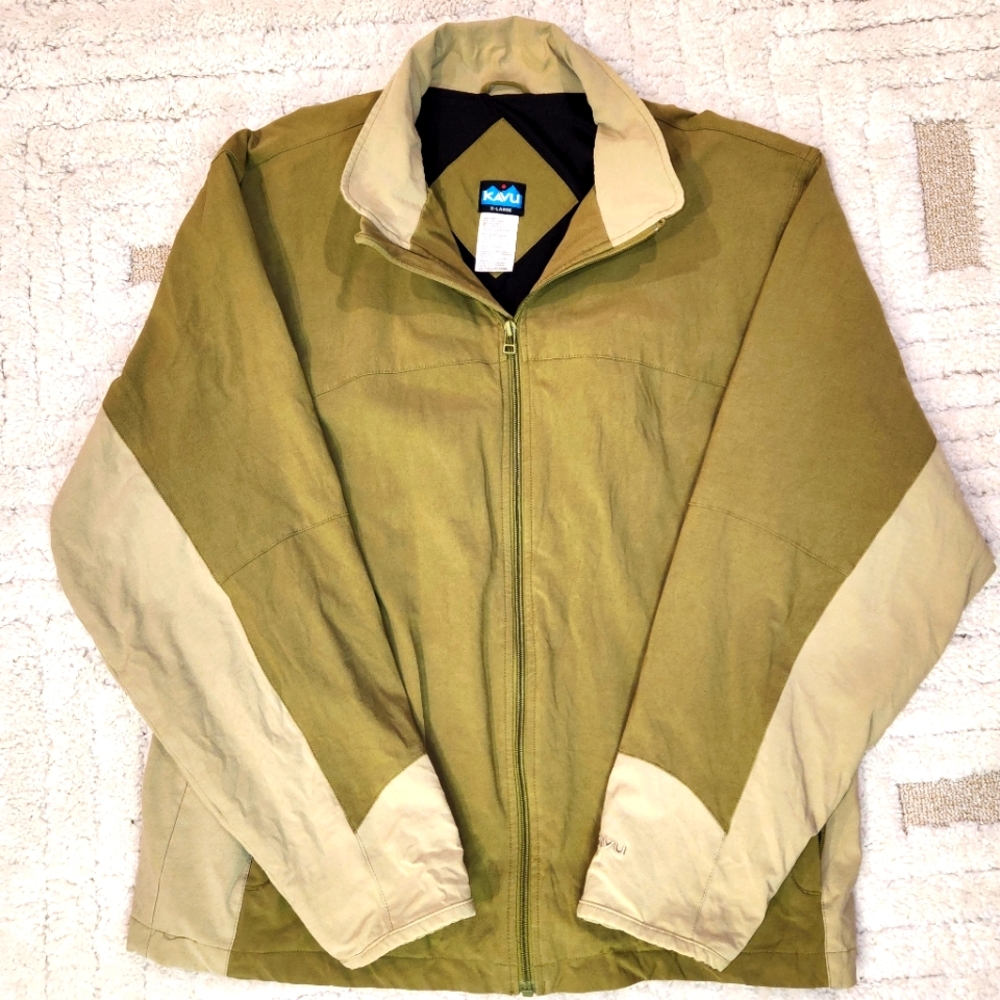 Kavu Canvas Mens Field Jacket Green Tan Hiking Utility Outdoors Size XL EUC 0174